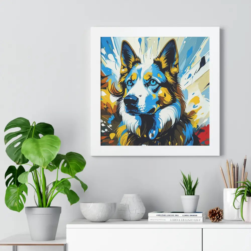 Vibrant Dog Portrait Art Print Framed Dog Poster Animal Lover Wall Decor Gift for Pet Owners Home Gallery Artwork Poster