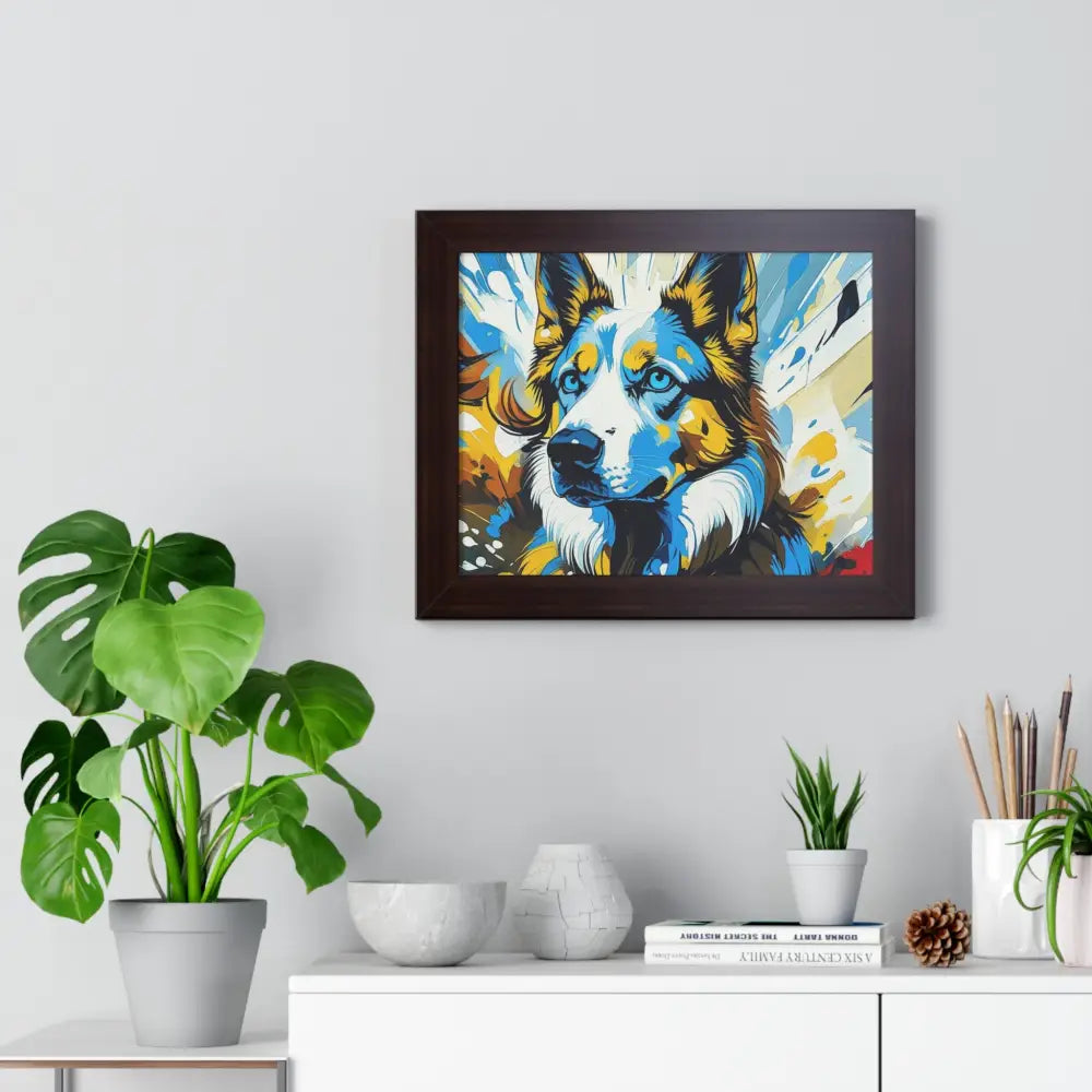 Vibrant Dog Portrait Art Print Framed Dog Poster Animal Lover Wall Decor Gift for Pet Owners Home Gallery Artwork Poster