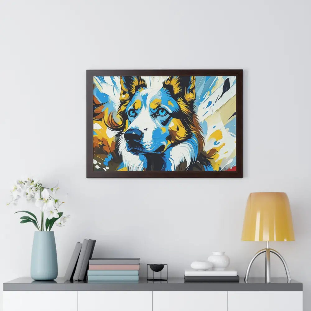 Vibrant Dog Portrait Art Print Framed Dog Poster Animal Lover Wall Decor Gift for Pet Owners Home Gallery Artwork Poster