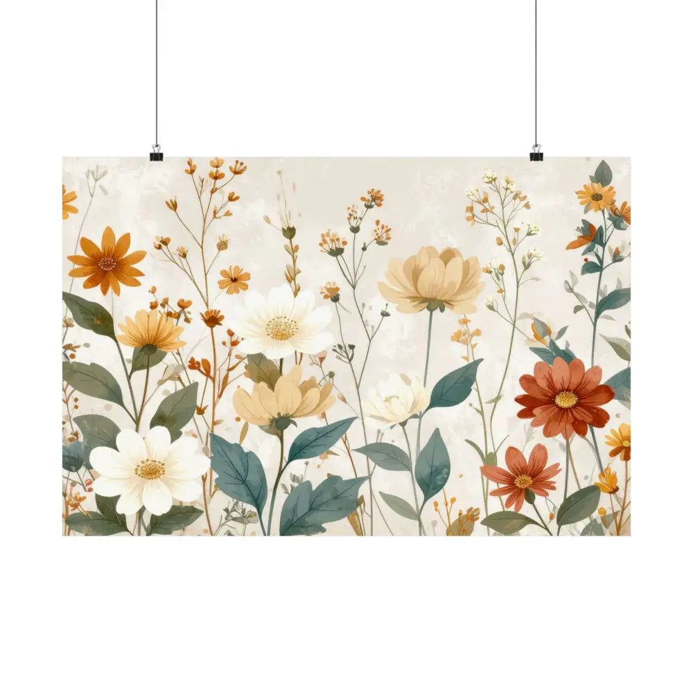 Wildflower Harmony: Botanical Watercolor Illustration Late Summer Floral Composition Poster Poster