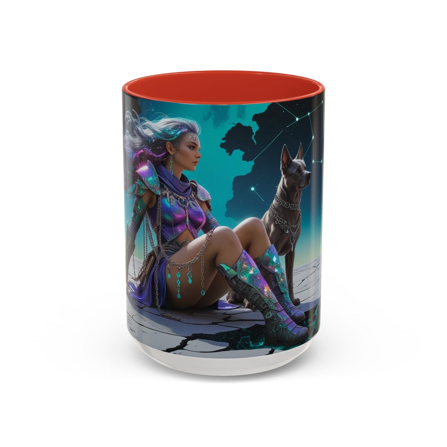 Celestial Guardian - Fantasy Art Drinkware, Galactic Gift for Dog Lovers, Celestial Home Decor, Unique Art Mug