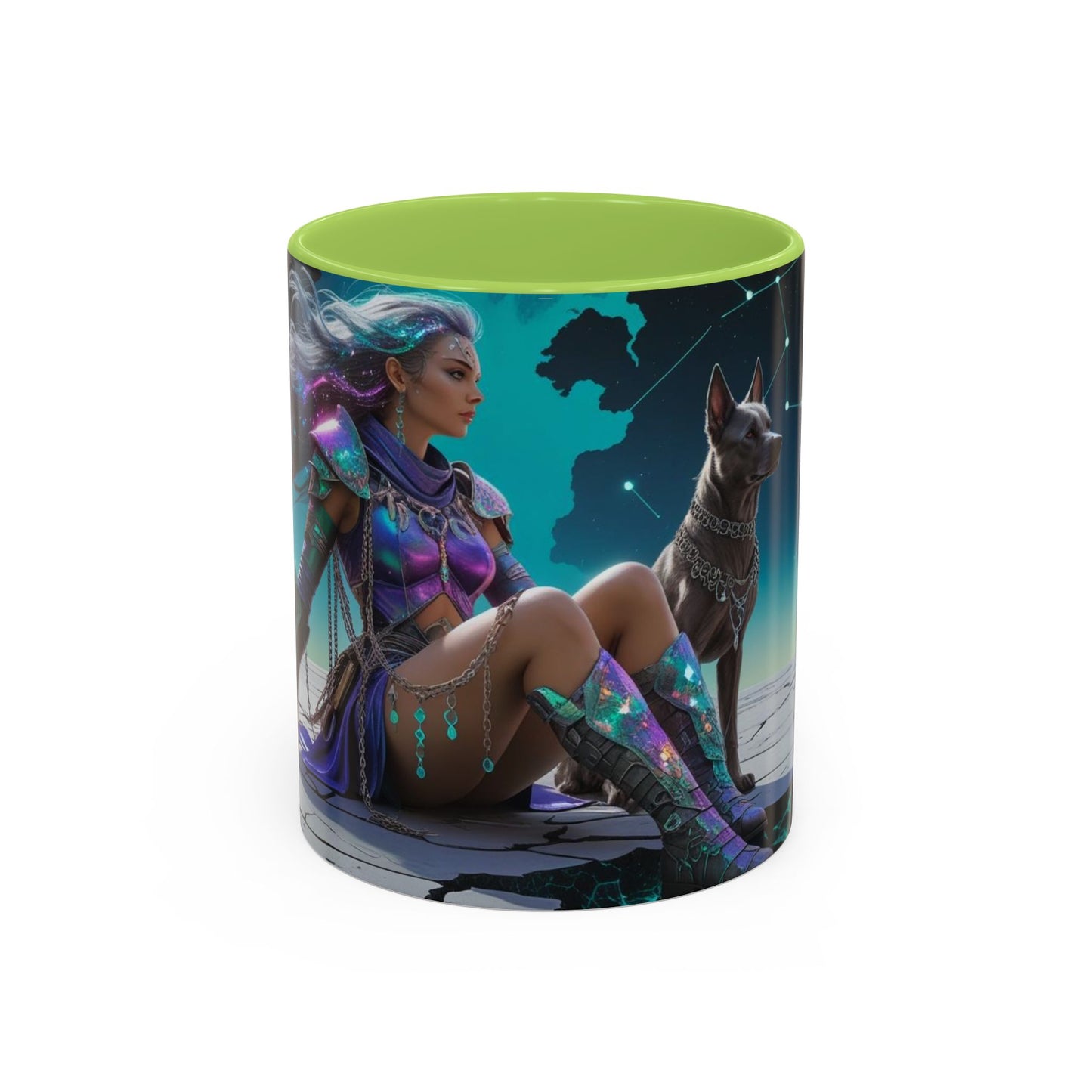 Celestial Guardian - Fantasy Art Drinkware, Galactic Gift for Dog Lovers, Celestial Home Decor, Unique Art Mug