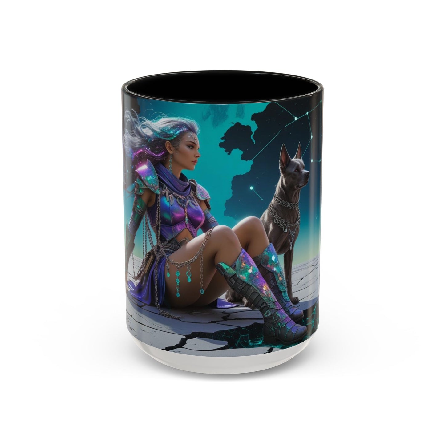 Celestial Guardian - Fantasy Art Drinkware, Galactic Gift for Dog Lovers, Celestial Home Decor, Unique Art Mug