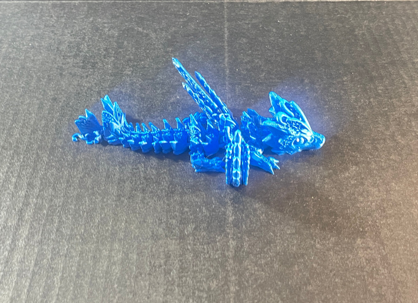 3D Printed Dragon With Wings Small Blue