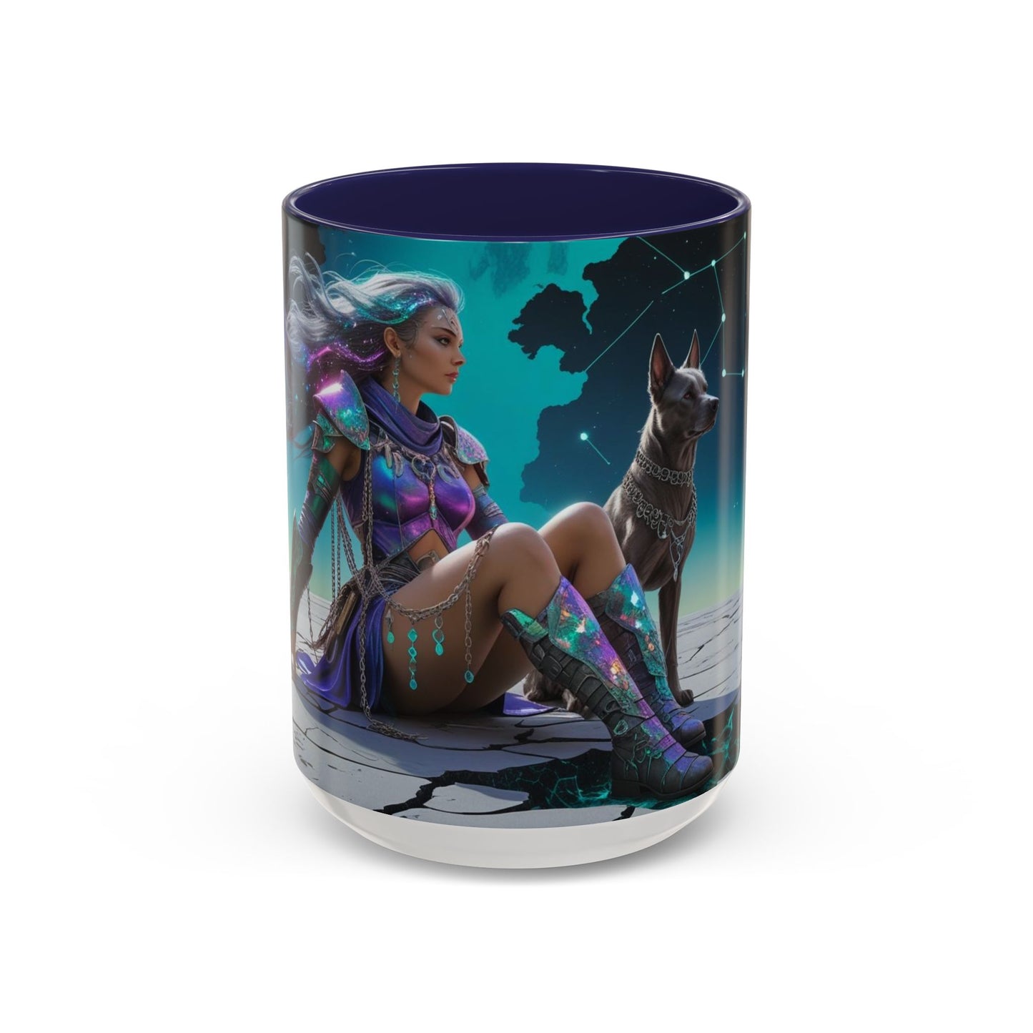Celestial Guardian - Fantasy Art Drinkware, Galactic Gift for Dog Lovers, Celestial Home Decor, Unique Art Mug