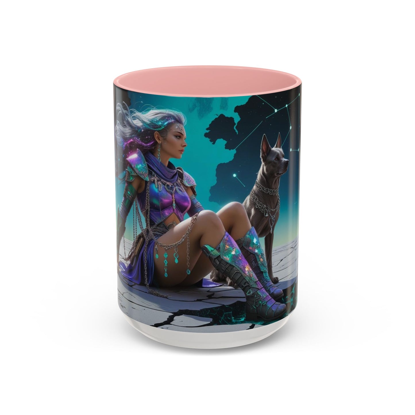Celestial Guardian - Fantasy Art Drinkware, Galactic Gift for Dog Lovers, Celestial Home Decor, Unique Art Mug