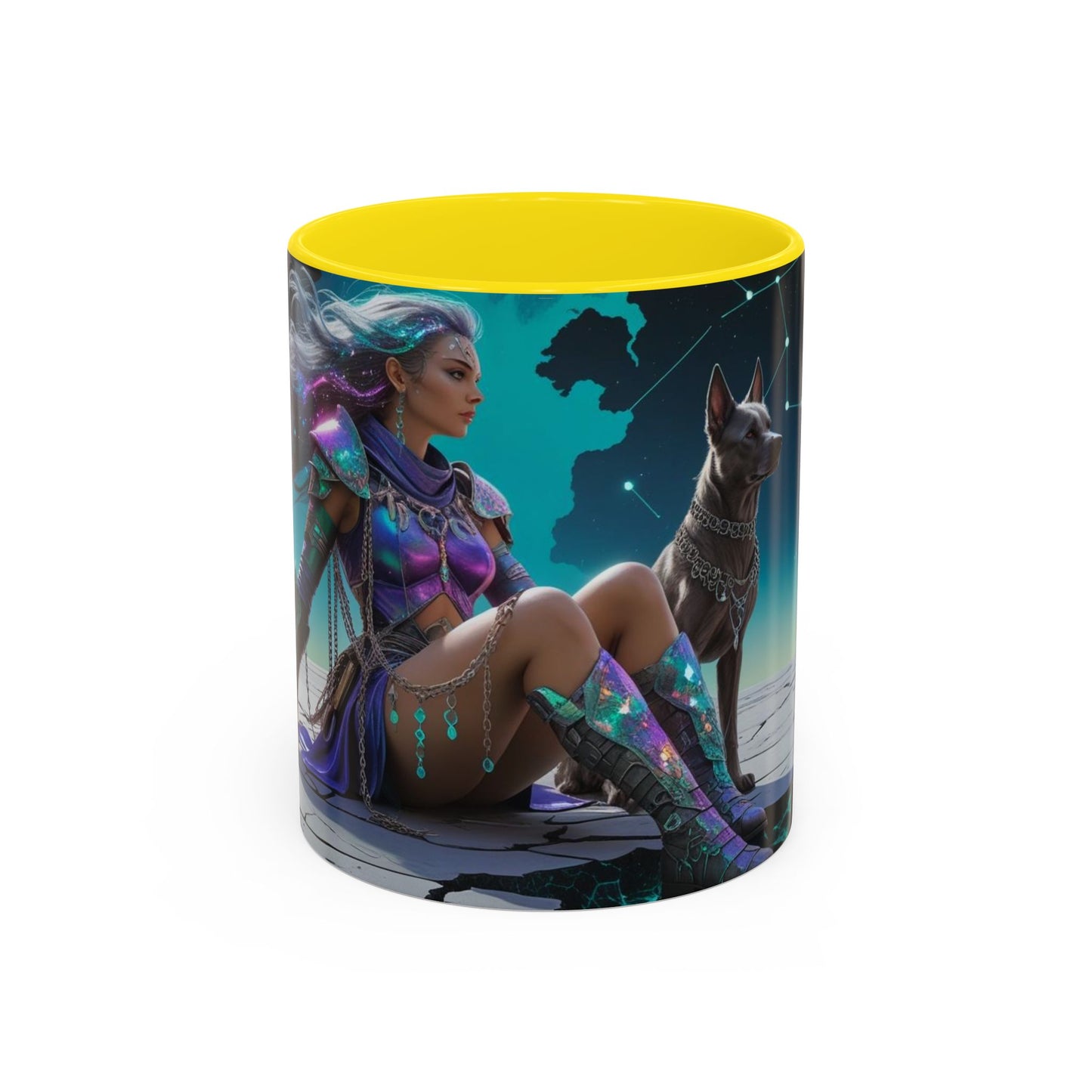 Celestial Guardian - Fantasy Art Drinkware, Galactic Gift for Dog Lovers, Celestial Home Decor, Unique Art Mug