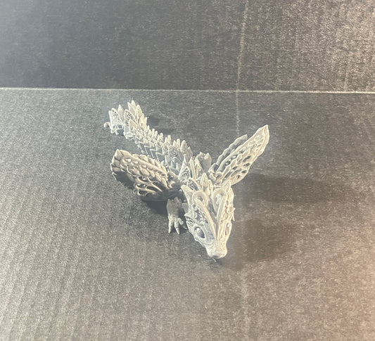 3D Printed Dragon With Wings Small Grey
