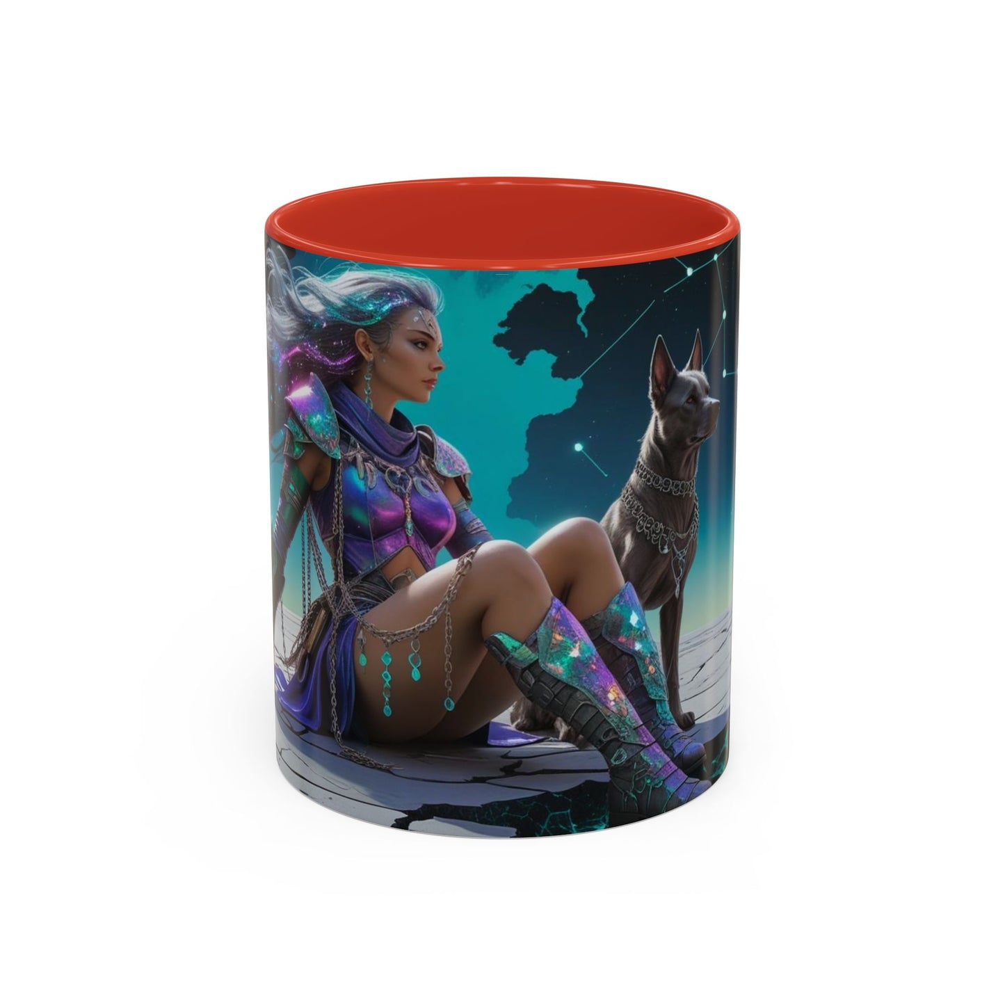 Celestial Guardian - Fantasy Art Drinkware, Galactic Gift for Dog Lovers, Celestial Home Decor, Unique Art Mug