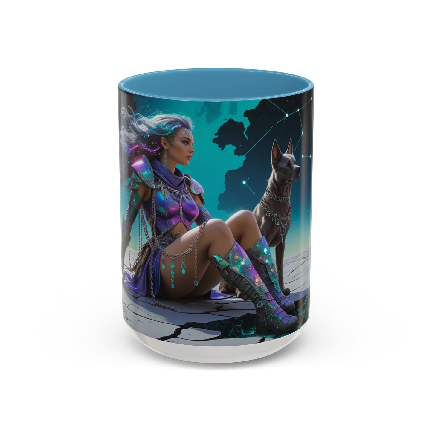 Celestial Guardian - Fantasy Art Drinkware, Galactic Gift for Dog Lovers, Celestial Home Decor, Unique Art Mug