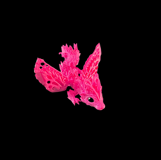 3D Printed Dragon With Wings Small Pink