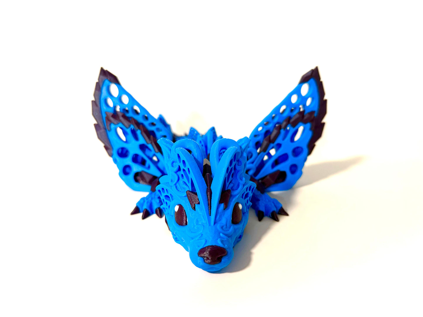 3-D Printed Dragon With Wings Blue and Purple