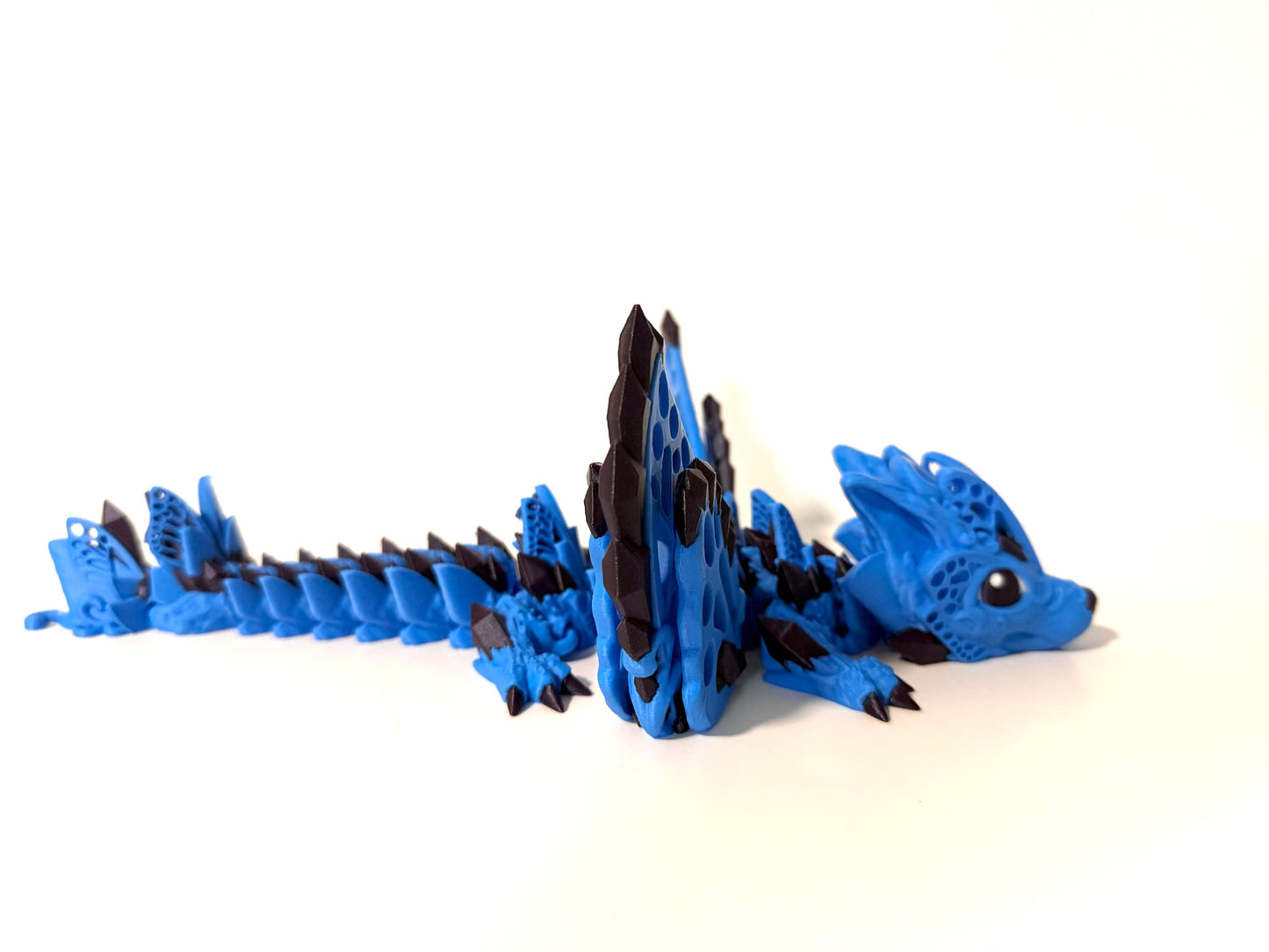 3-D Printed Dragon With Wings Blue and Purple