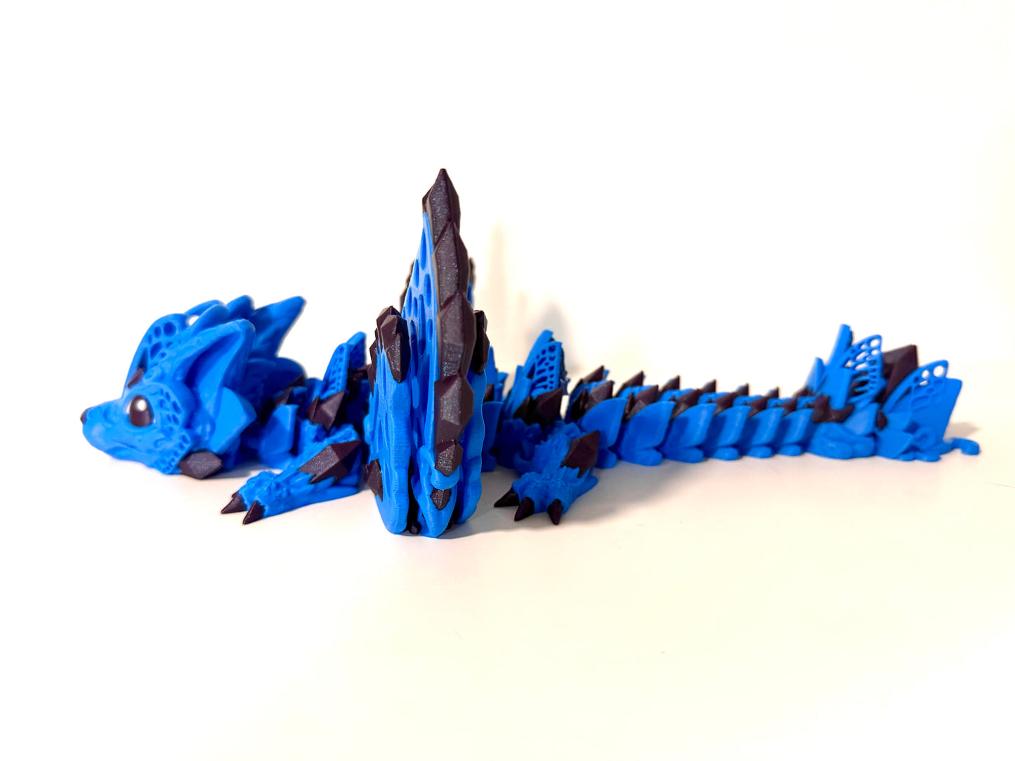 3-D Printed Dragon With Wings Blue and Purple