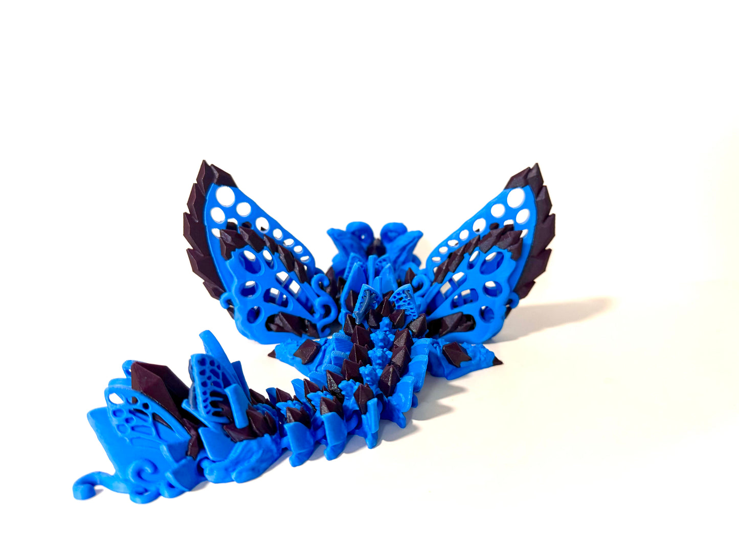 3-D Printed Dragon With Wings Blue and Purple