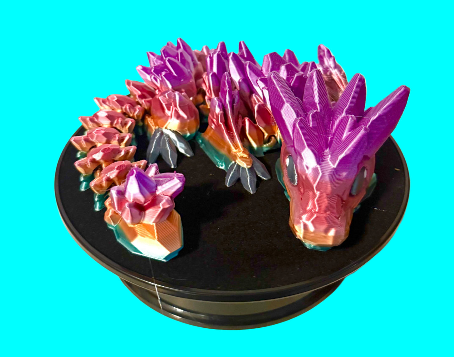 3-D Printed Dragon Purple Orange Pink Green