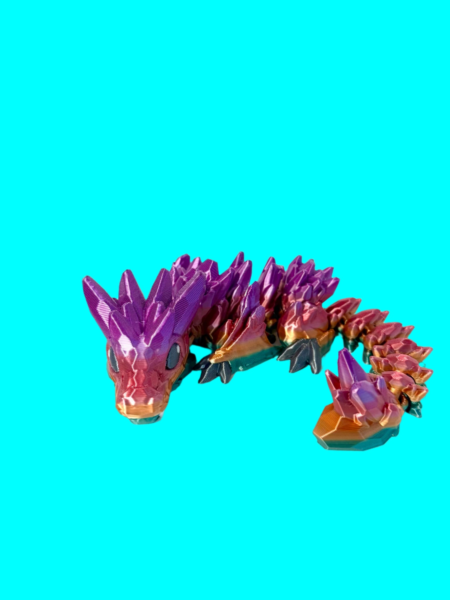 3-D Printed Dragon Purple Orange Pink Green