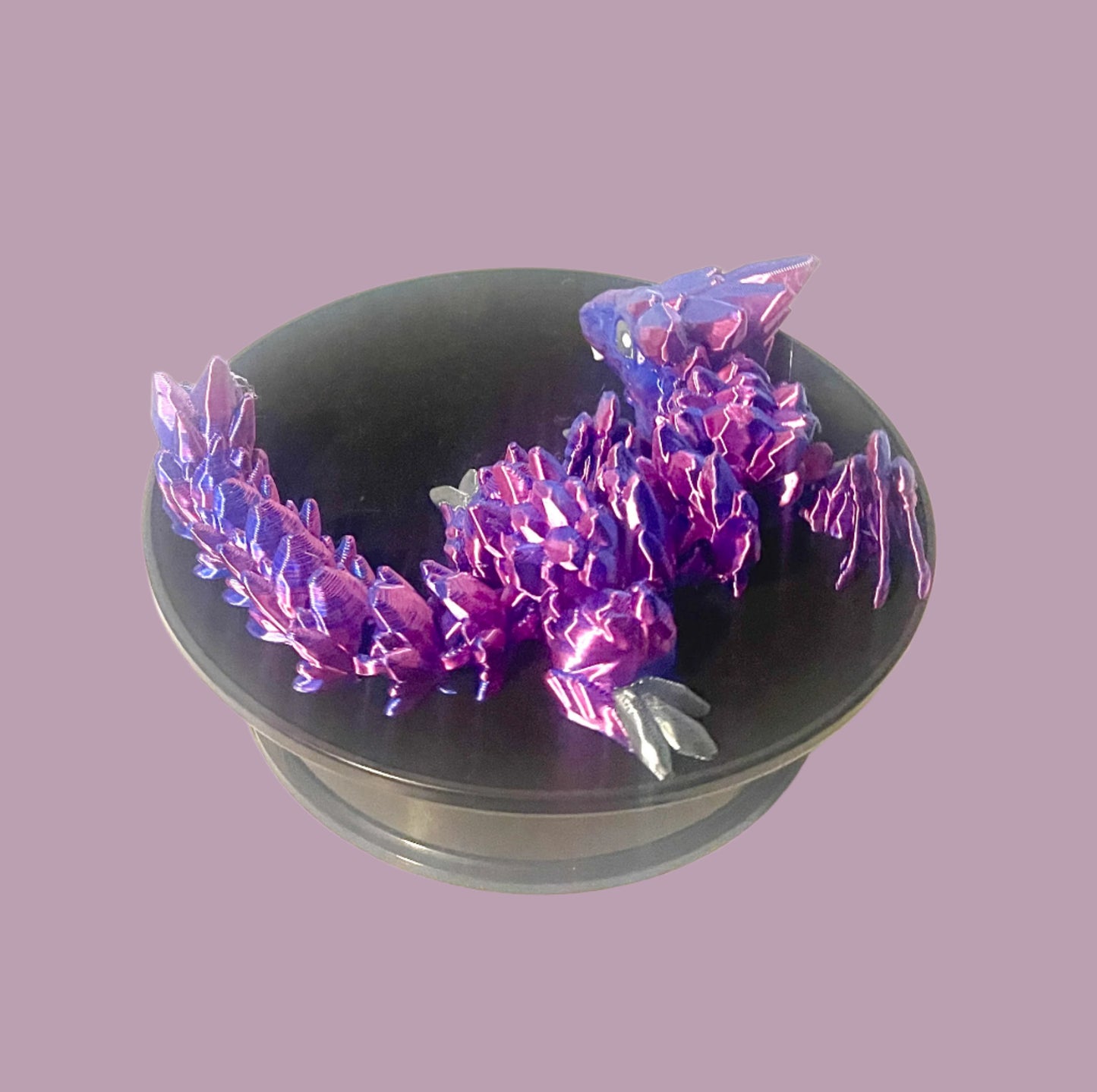 3-D Printed Dragon Purple Blue Pink
