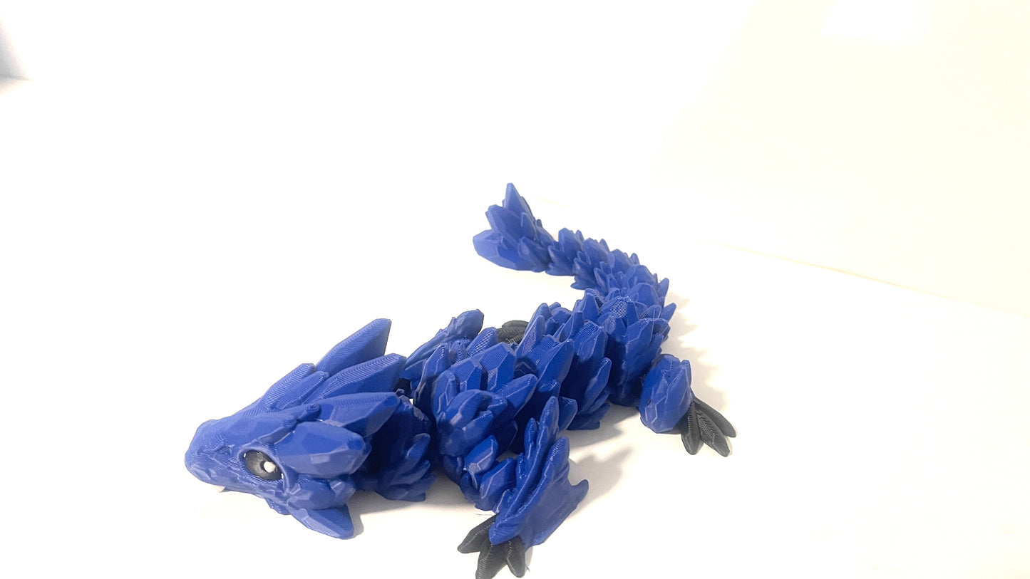 3-D Printed Dragon Blue Black White
