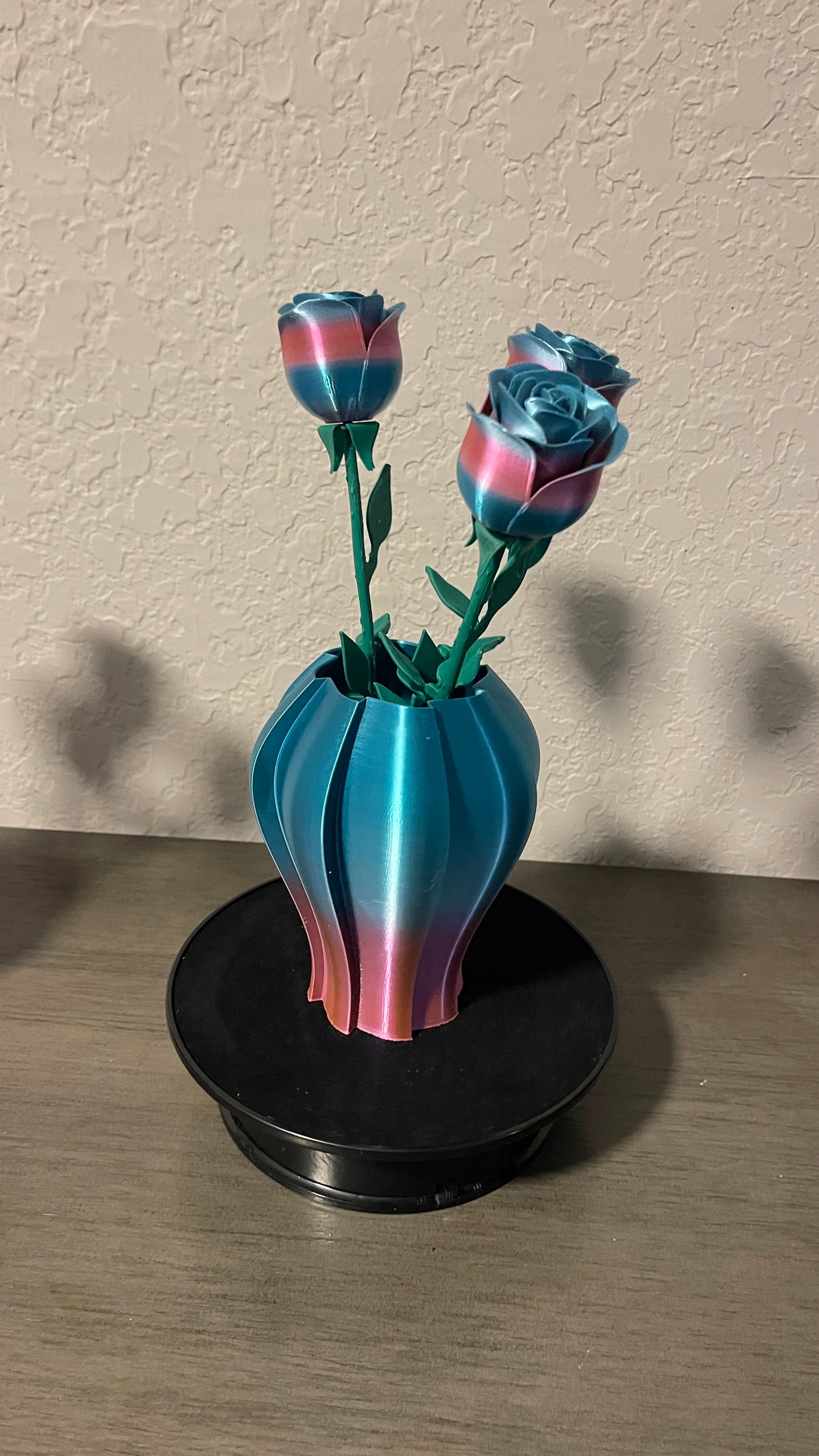 3D Printed Roses Teal Blue Pink Purple Small