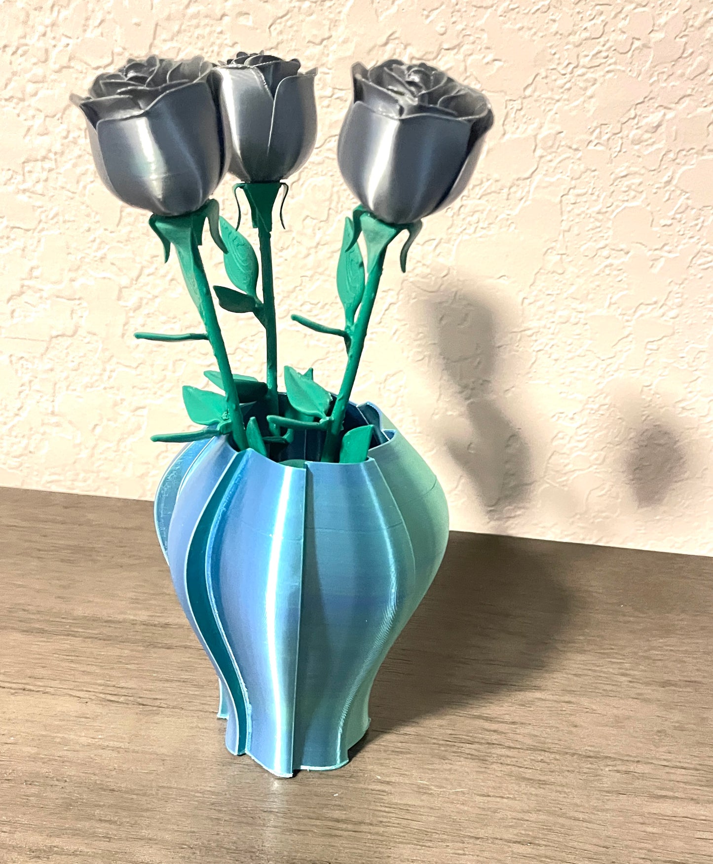 3D Printed Roses Silver Silk