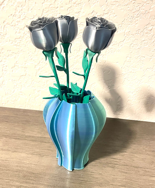 Windmill Vase Small Blue Green
