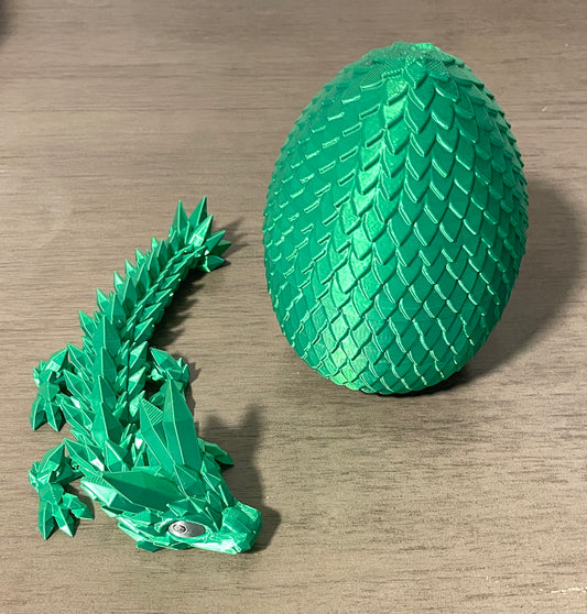 3-D Printed Baby Crystal Articulated Dragon Green