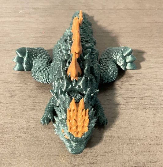 3D Printed Baby Godzilla Green and Brown