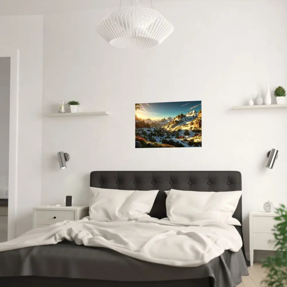 Alpine Majesty: Mountain Wildflower Panorama High-Resolution Wilderness Landscape Poster Poster