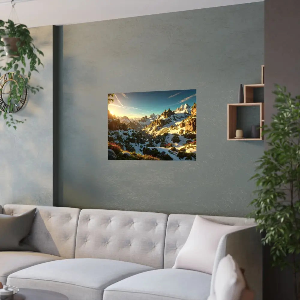 Alpine Majesty: Mountain Wildflower Panorama High-Resolution Wilderness Landscape Poster Poster