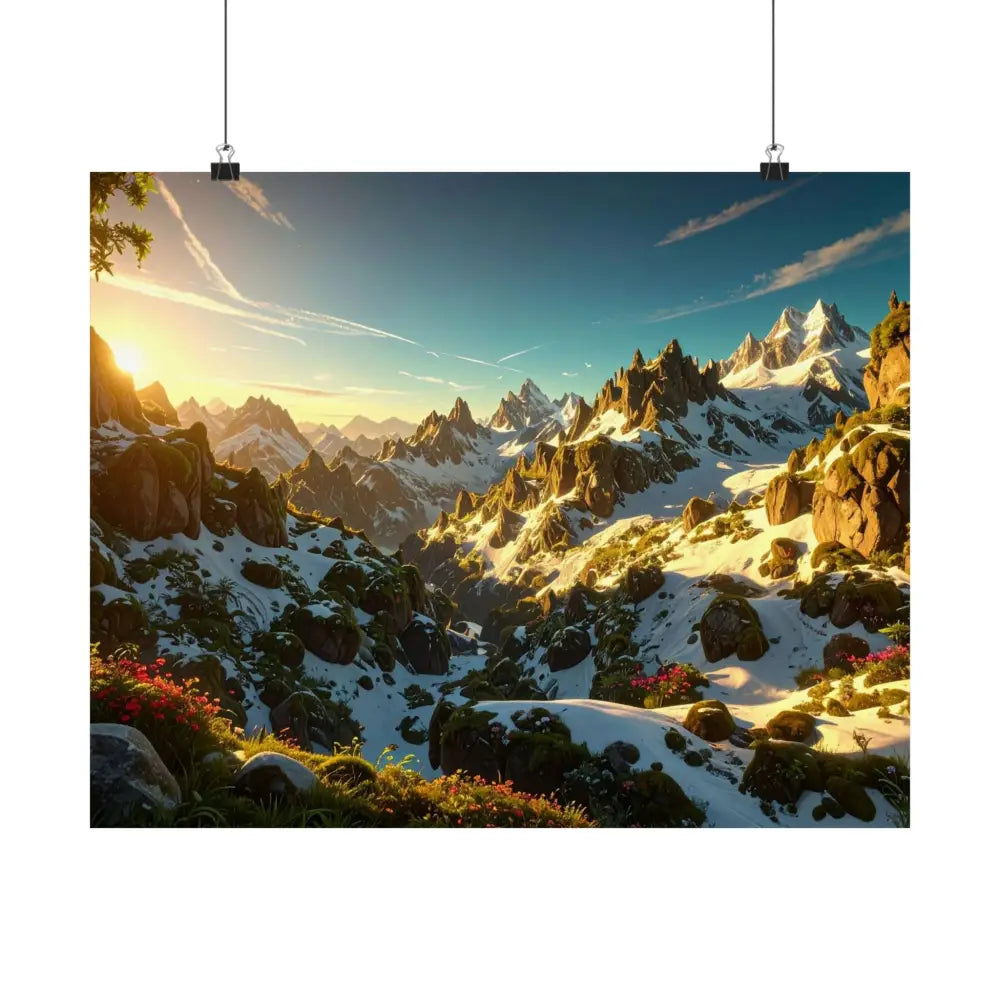 Alpine Majesty: Mountain Wildflower Panorama High-Resolution Wilderness Landscape Poster Poster
