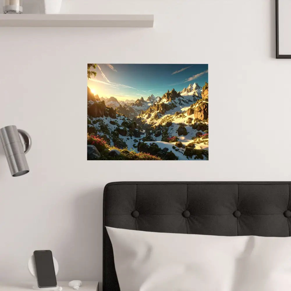 Alpine Majesty: Mountain Wildflower Panorama High-Resolution Wilderness Landscape Poster Poster
