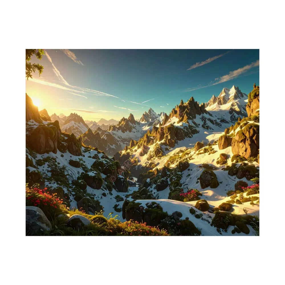 Alpine Majesty: Mountain Wildflower Panorama High-Resolution Wilderness Landscape Poster 20″ x 16″ Poster