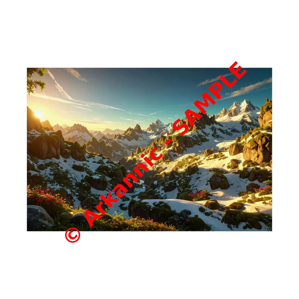 Alpine Majesty: Mountain Wildflower Panorama High-Resolution Wilderness Landscape Poster 36″ x 24″ Poster