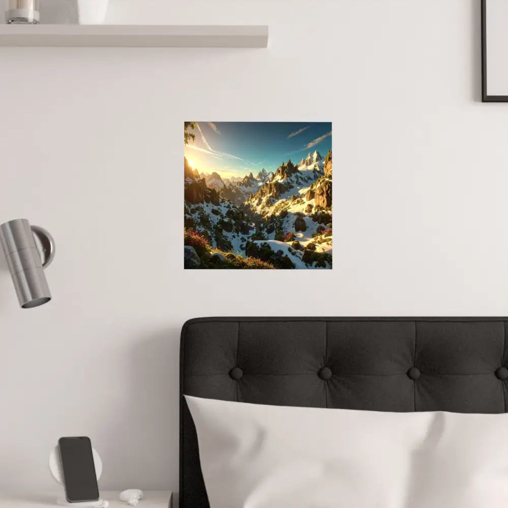 Alpine Majesty: Mountain Wildflower Panorama High-Resolution Wilderness Landscape Poster Poster