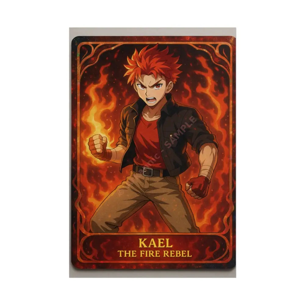 Anime Rolled Poster - Ryan the Fire Rebel Character Print Decor for Fans Gift for Gamers Anime Wall Art 12″ x 18″