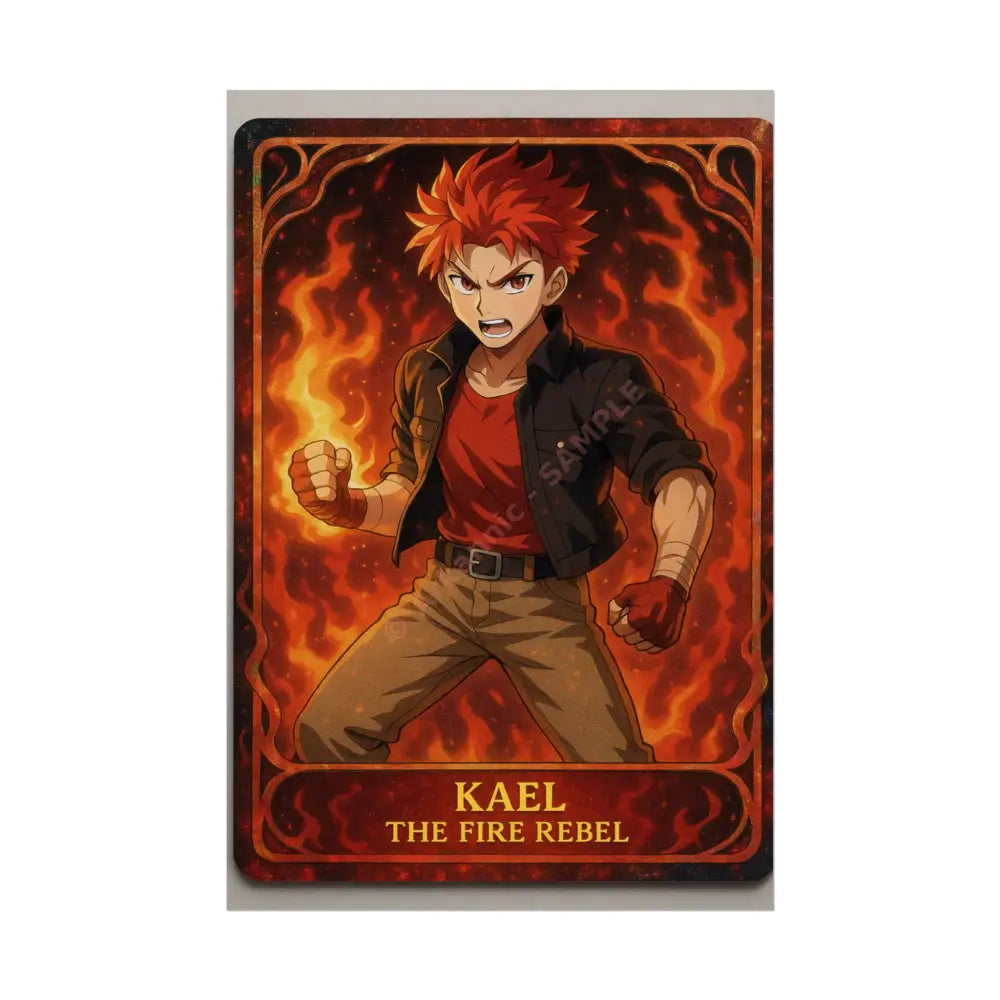 Anime Rolled Poster - Ryan the Fire Rebel Character Print Decor for Fans Gift for Gamers Anime Wall Art 12″ x 18″
