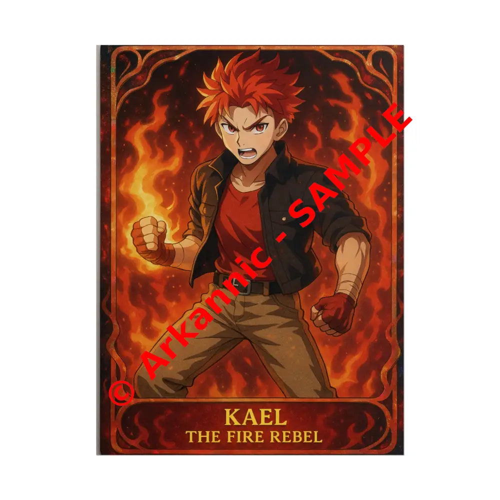 Anime Rolled Poster - Ryan the Fire Rebel Character Print Decor for Fans Gift for Gamers Anime Wall Art 18″ x 24″