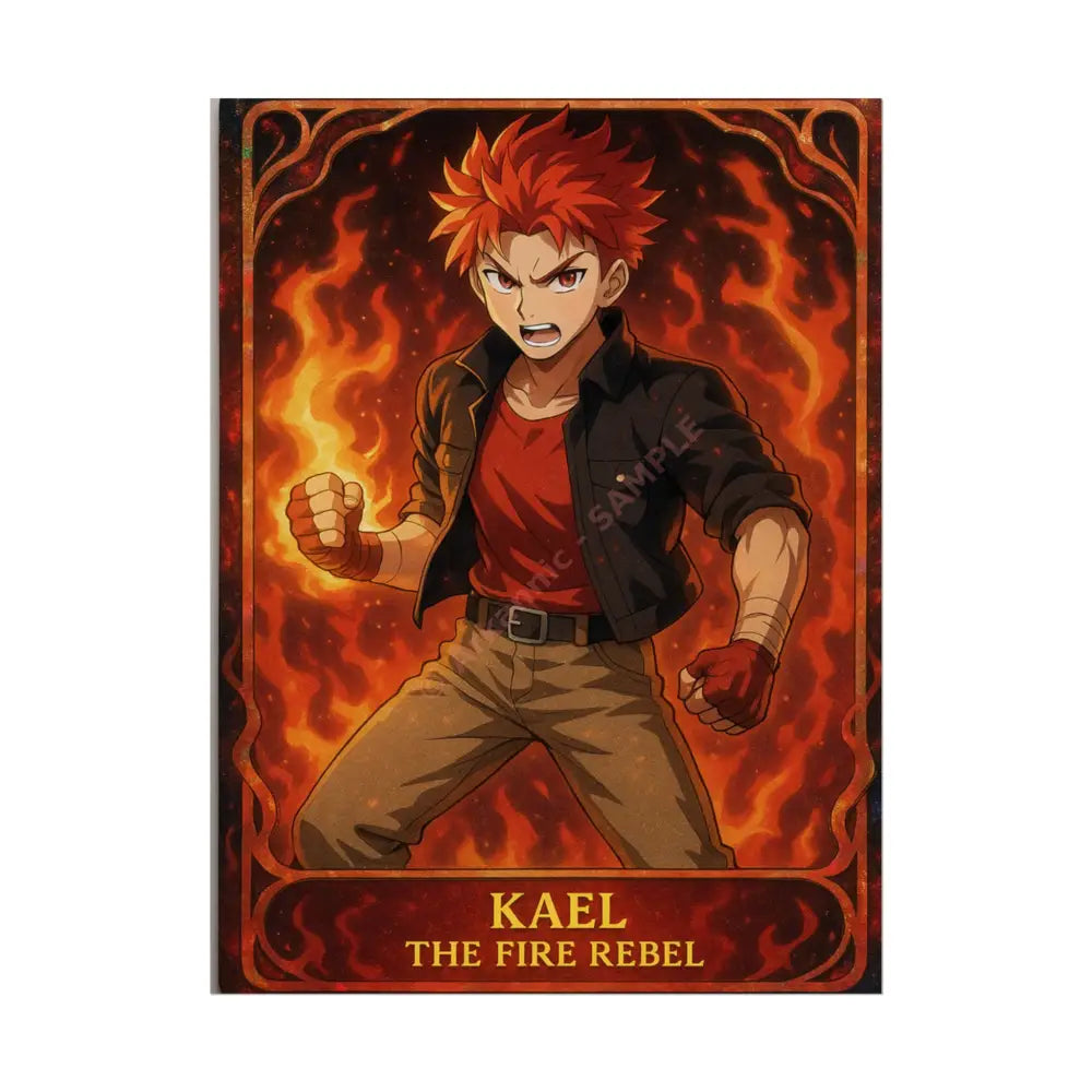 Anime Rolled Poster - Ryan the Fire Rebel Character Print Decor for Fans Gift for Gamers Anime Wall Art 18″ x 24″