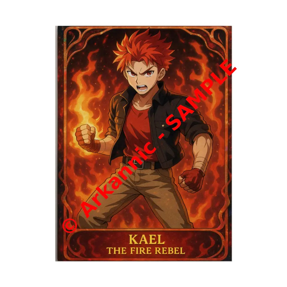 Anime Rolled Poster - Ryan the Fire Rebel Character Print Decor for Fans Gift for Gamers Anime Wall Art 18″ x 24″
