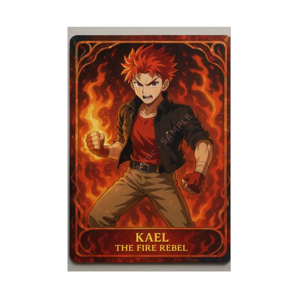 Anime Rolled Poster - Ryan the Fire Rebel Character Print Decor for Fans Gift for Gamers Anime Wall Art 20″ x 30″