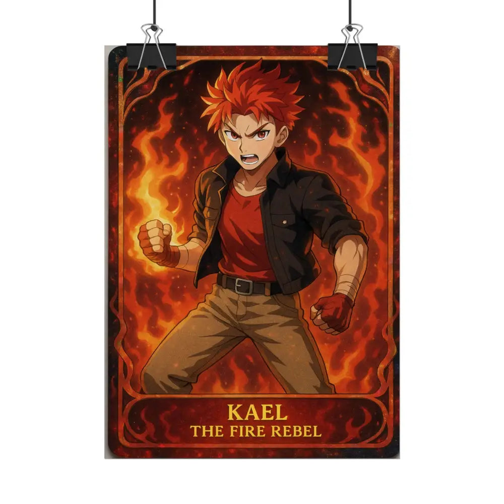 Anime Rolled Poster - Ryan the Fire Rebel Character Print Decor for Fans Gift for Gamers Anime Wall Art Poster