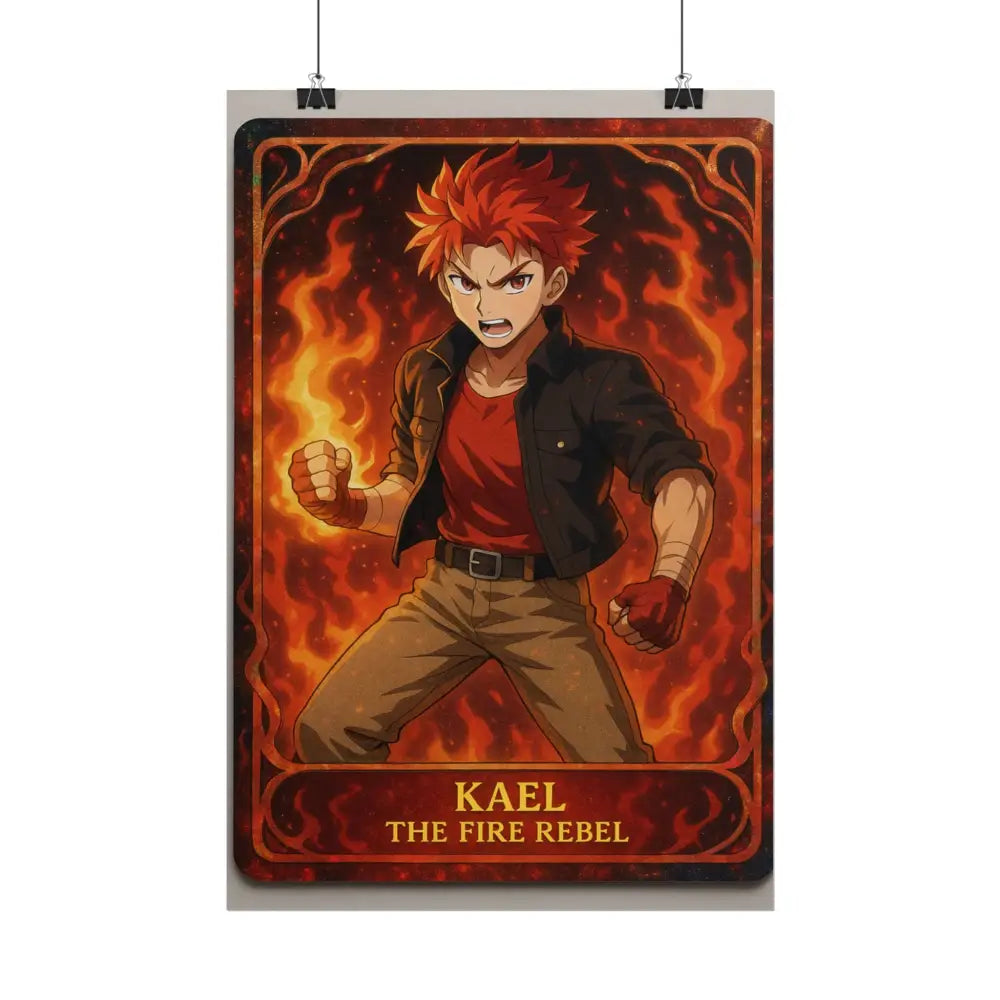 Anime Rolled Poster - Ryan the Fire Rebel Character Print Decor for Fans Gift for Gamers Anime Wall Art Poster