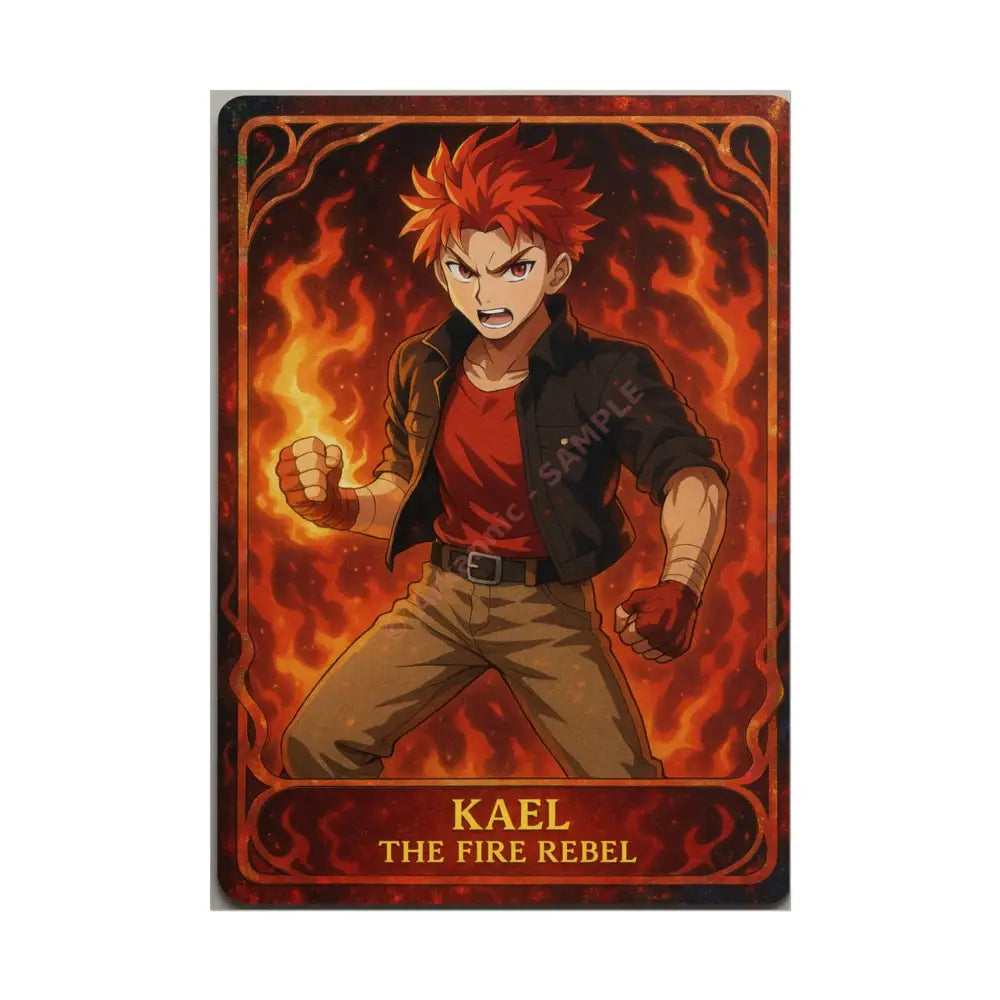 Anime Rolled Poster - Ryan the Fire Rebel Character Print Decor for Fans Gift for Gamers Anime Wall Art 23.4’’ x 33.1’’