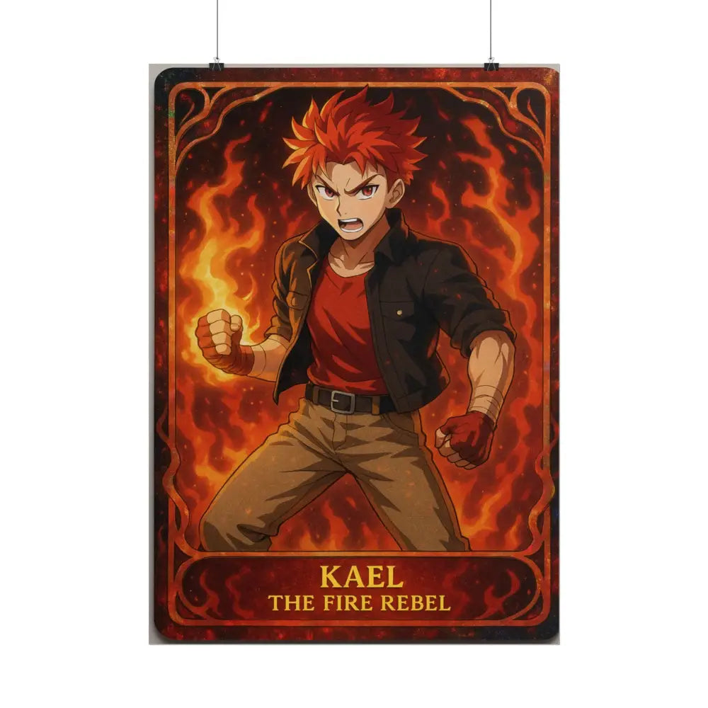 Anime Rolled Poster - Ryan the Fire Rebel Character Print Decor for Fans Gift for Gamers Anime Wall Art Poster
