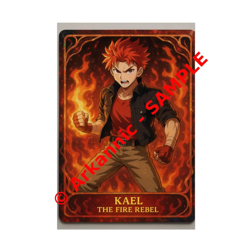 Anime Rolled Poster - Ryan the Fire Rebel Character Print Decor for Fans Gift for Gamers Anime Wall Art 24’’ x 36’’