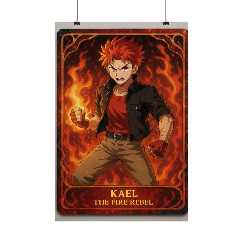 Anime Rolled Poster - Ryan the Fire Rebel Character Print Decor for Fans Gift for Gamers Anime Wall Art Poster