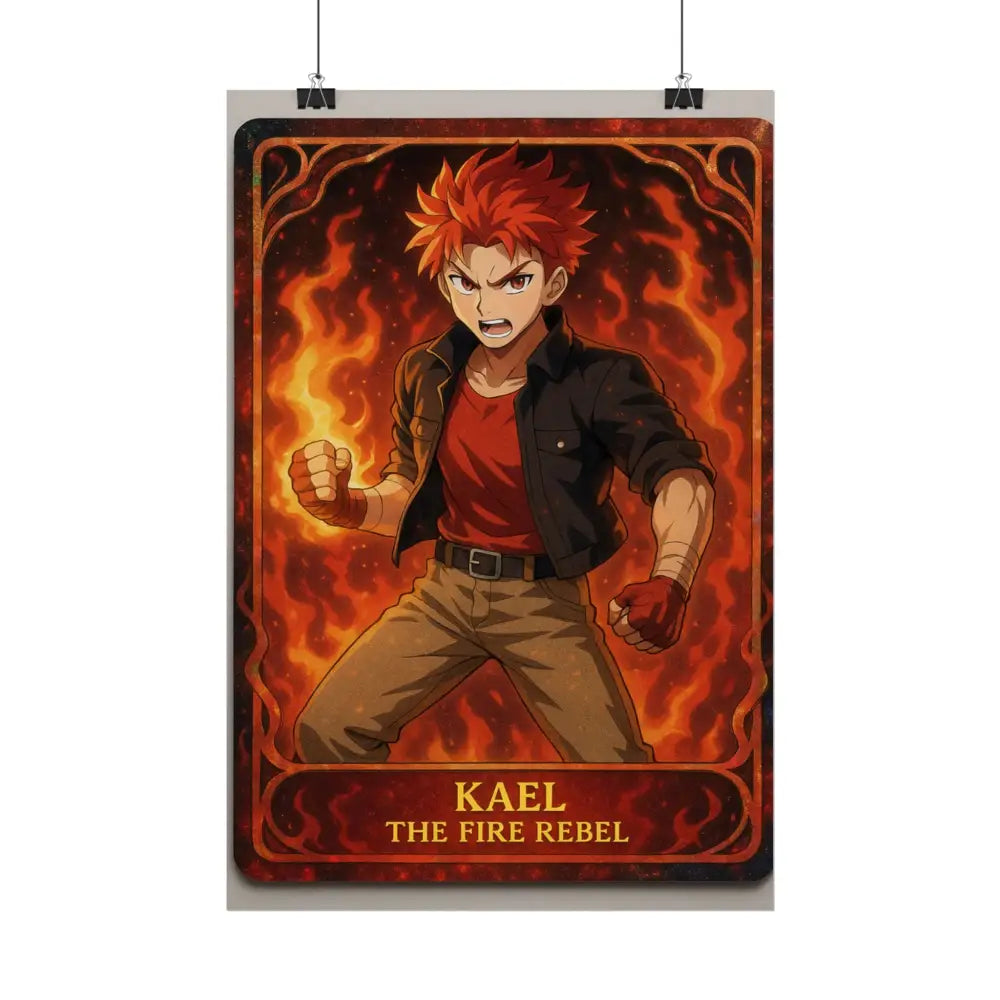 Anime Rolled Poster - Ryan the Fire Rebel Character Print Decor for Fans Gift for Gamers Anime Wall Art Poster