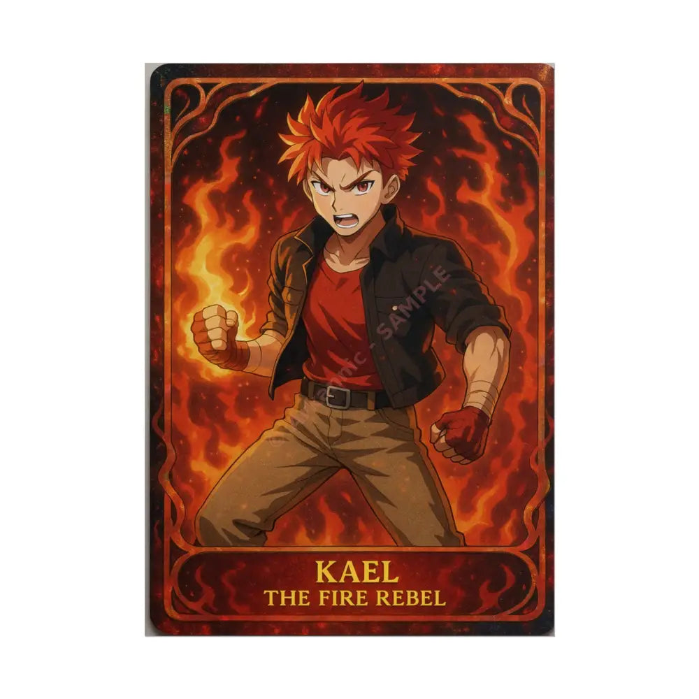 Anime Rolled Poster - Ryan the Fire Rebel Character Print Decor for Fans Gift for Gamers Anime Wall Art 5’’ x 7’’