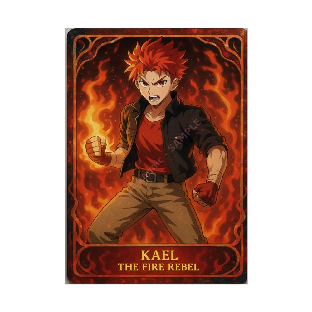 Anime Rolled Poster - Ryan the Fire Rebel Character Print Decor for Fans Gift for Gamers Anime Wall Art 5’’ x 7’’